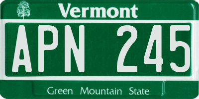 VT license plate APN245