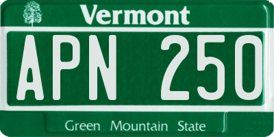 VT license plate APN250