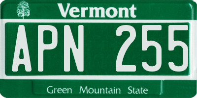 VT license plate APN255