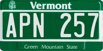VT license plate APN257