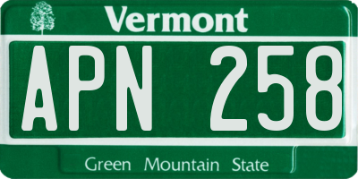 VT license plate APN258