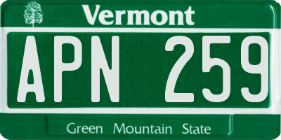 VT license plate APN259