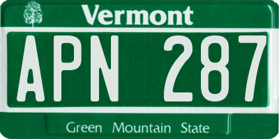 VT license plate APN287