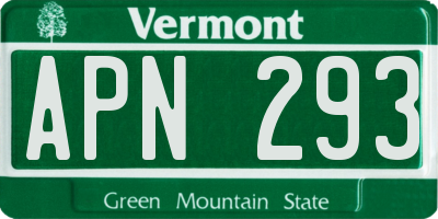 VT license plate APN293
