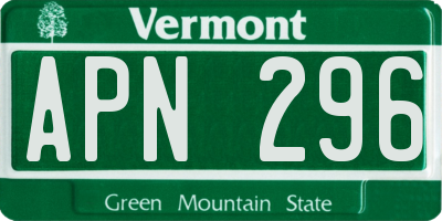 VT license plate APN296