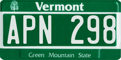 VT license plate APN298