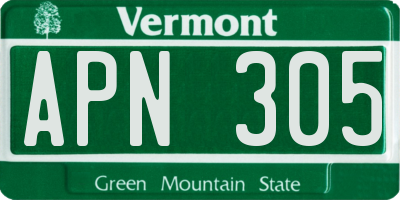 VT license plate APN305