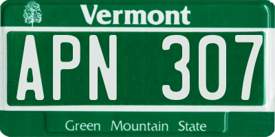VT license plate APN307
