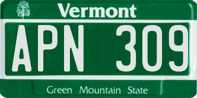 VT license plate APN309