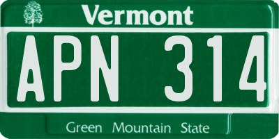 VT license plate APN314