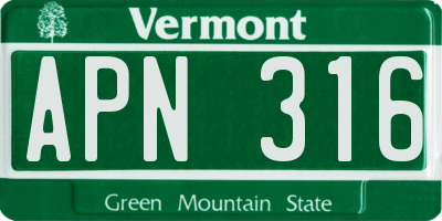 VT license plate APN316