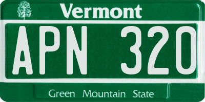 VT license plate APN320