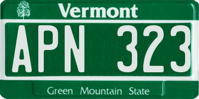 VT license plate APN323