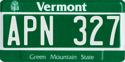 VT license plate APN327