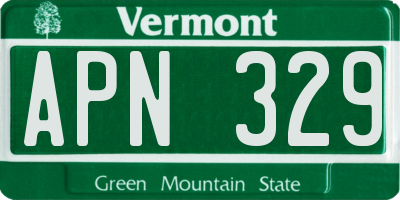 VT license plate APN329