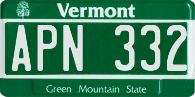 VT license plate APN332