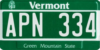 VT license plate APN334