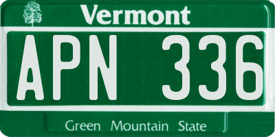 VT license plate APN336