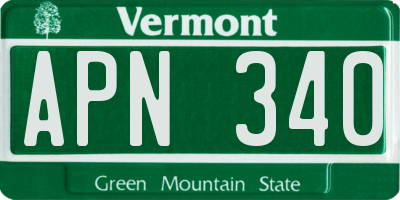 VT license plate APN340