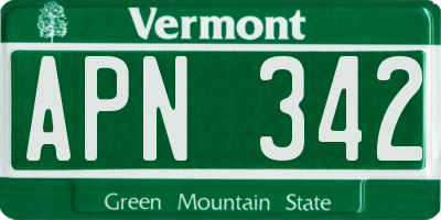 VT license plate APN342