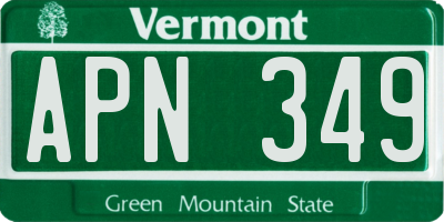 VT license plate APN349