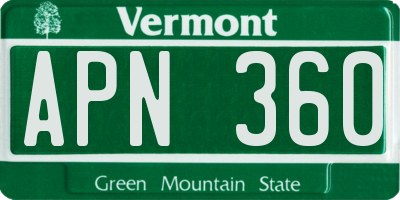 VT license plate APN360
