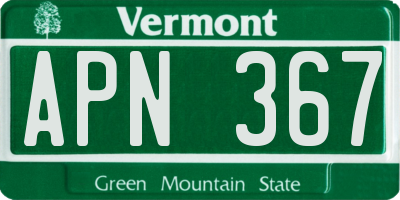 VT license plate APN367
