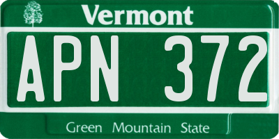 VT license plate APN372