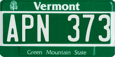 VT license plate APN373