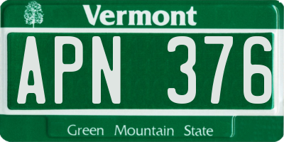 VT license plate APN376