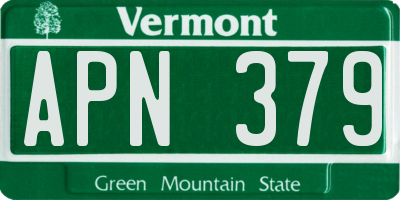VT license plate APN379