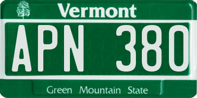 VT license plate APN380