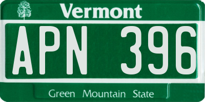 VT license plate APN396
