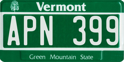 VT license plate APN399