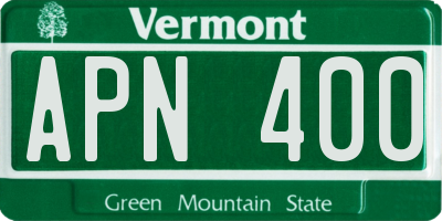 VT license plate APN400