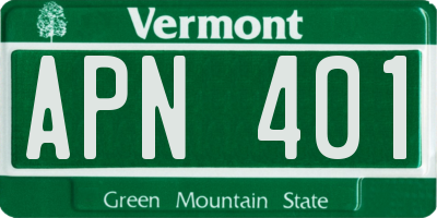 VT license plate APN401