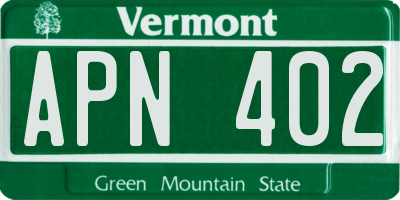 VT license plate APN402