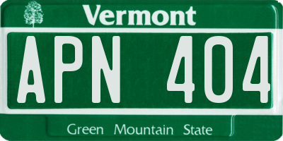VT license plate APN404