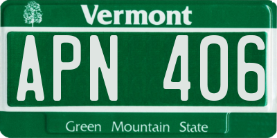 VT license plate APN406