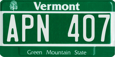 VT license plate APN407