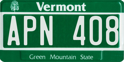 VT license plate APN408