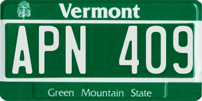 VT license plate APN409