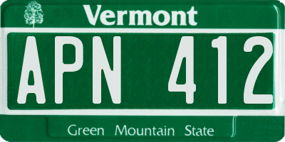 VT license plate APN412