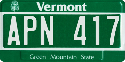 VT license plate APN417