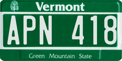 VT license plate APN418