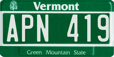 VT license plate APN419