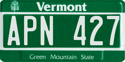 VT license plate APN427