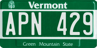 VT license plate APN429