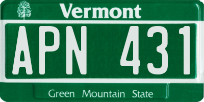 VT license plate APN431