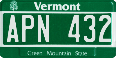 VT license plate APN432